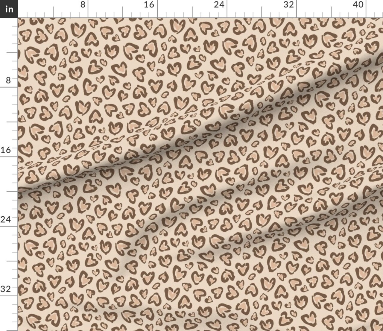 Animal Print Hearts Boho Leopard Earth Tones Big Cats Abstract Jungle Glam Exotic Baby Neutrals Mocha Beige Brown Monochrome Cheetah Custom Printed Fabric by Spoonflower Various Fabrics by the Yard or Fat Quarter